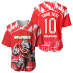 Personalised Dolphins Mascot Rugby Baseball Jersey Redcliffe Peninsula Athletic Graphic Print
