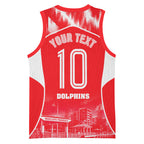 Personalised Dolphins Mascot Rugby Basketball Jersey Redcliffe Peninsula Athletic Graphic Print