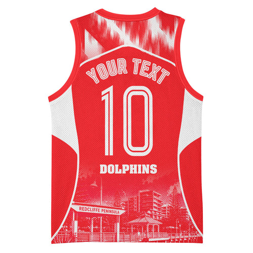 Personalised Dolphins Mascot Rugby Basketball Jersey Redcliffe Peninsula Athletic Graphic Print