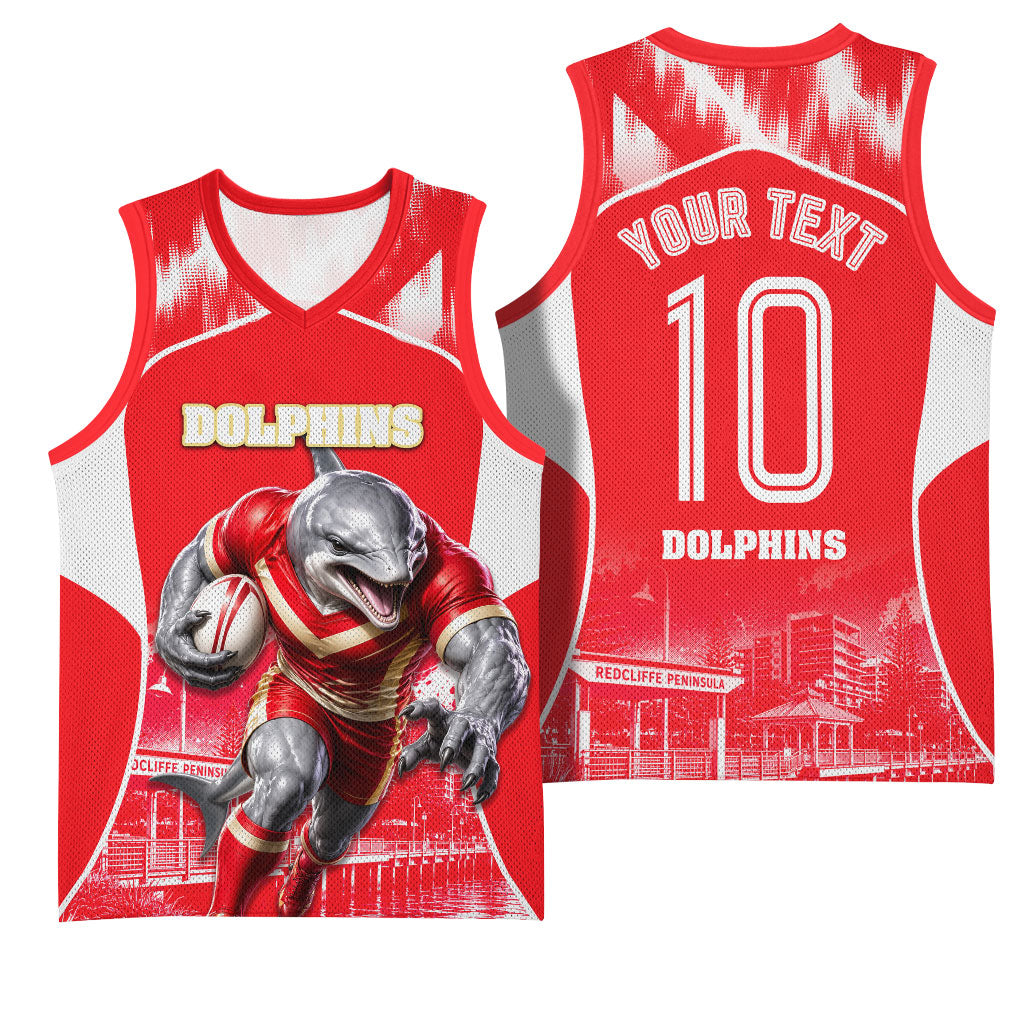 Personalised Dolphins Mascot Rugby Basketball Jersey Redcliffe Peninsula Athletic Graphic Print