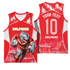 Personalised Dolphins Mascot Rugby Basketball Jersey Redcliffe Peninsula Athletic Graphic Print