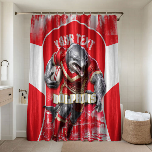 Personalised Dolphins Mascot Rugby Bathroom Set Redcliffe Peninsula Athletic Graphic Print