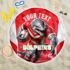 Personalised Dolphins Mascot Rugby Beach Blanket Redcliffe Peninsula Athletic Graphic Print