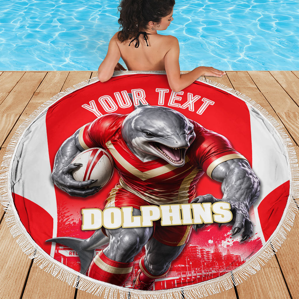 Personalised Dolphins Mascot Rugby Beach Blanket Redcliffe Peninsula Athletic Graphic Print