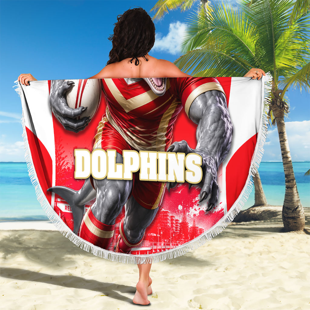 Personalised Dolphins Mascot Rugby Beach Blanket Redcliffe Peninsula Athletic Graphic Print