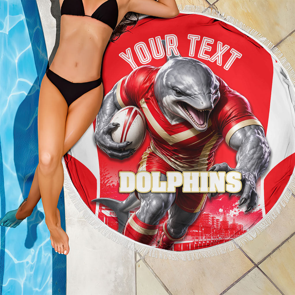 Personalised Dolphins Mascot Rugby Beach Blanket Redcliffe Peninsula Athletic Graphic Print