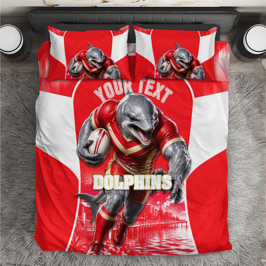 Personalised Dolphins Mascot Rugby Bedding Set Redcliffe Peninsula Athletic Graphic Print