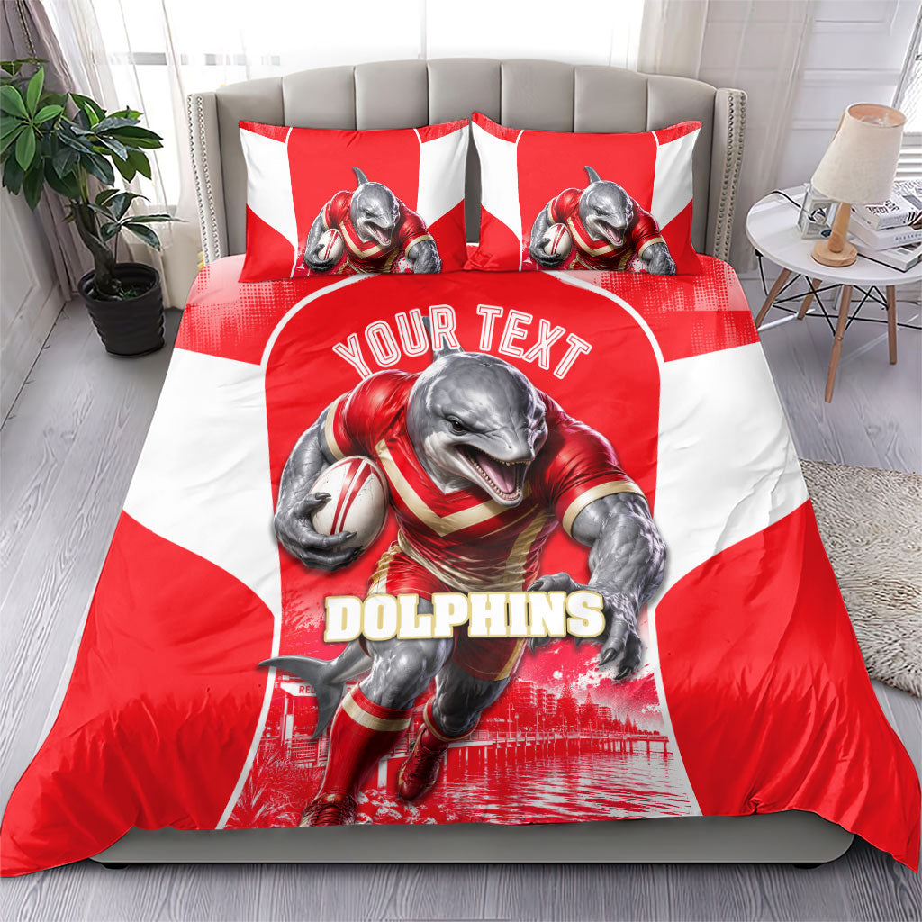 Personalised Dolphins Mascot Rugby Bedding Set Redcliffe Peninsula Athletic Graphic Print