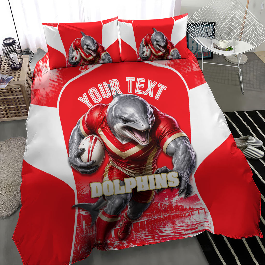 Personalised Dolphins Mascot Rugby Bedding Set Redcliffe Peninsula Athletic Graphic Print
