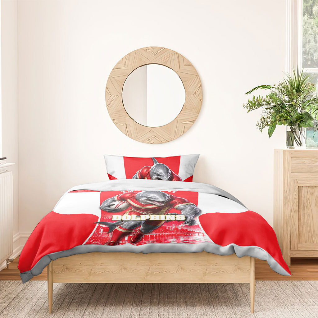Personalised Dolphins Mascot Rugby Bedding Set Redcliffe Peninsula Athletic Graphic Print