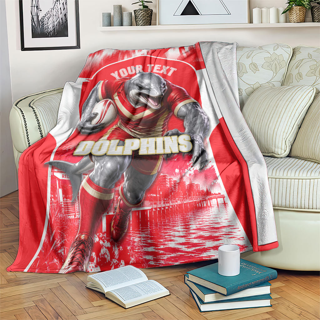Personalised Dolphins Mascot Rugby Blanket Redcliffe Peninsula Athletic Graphic Print