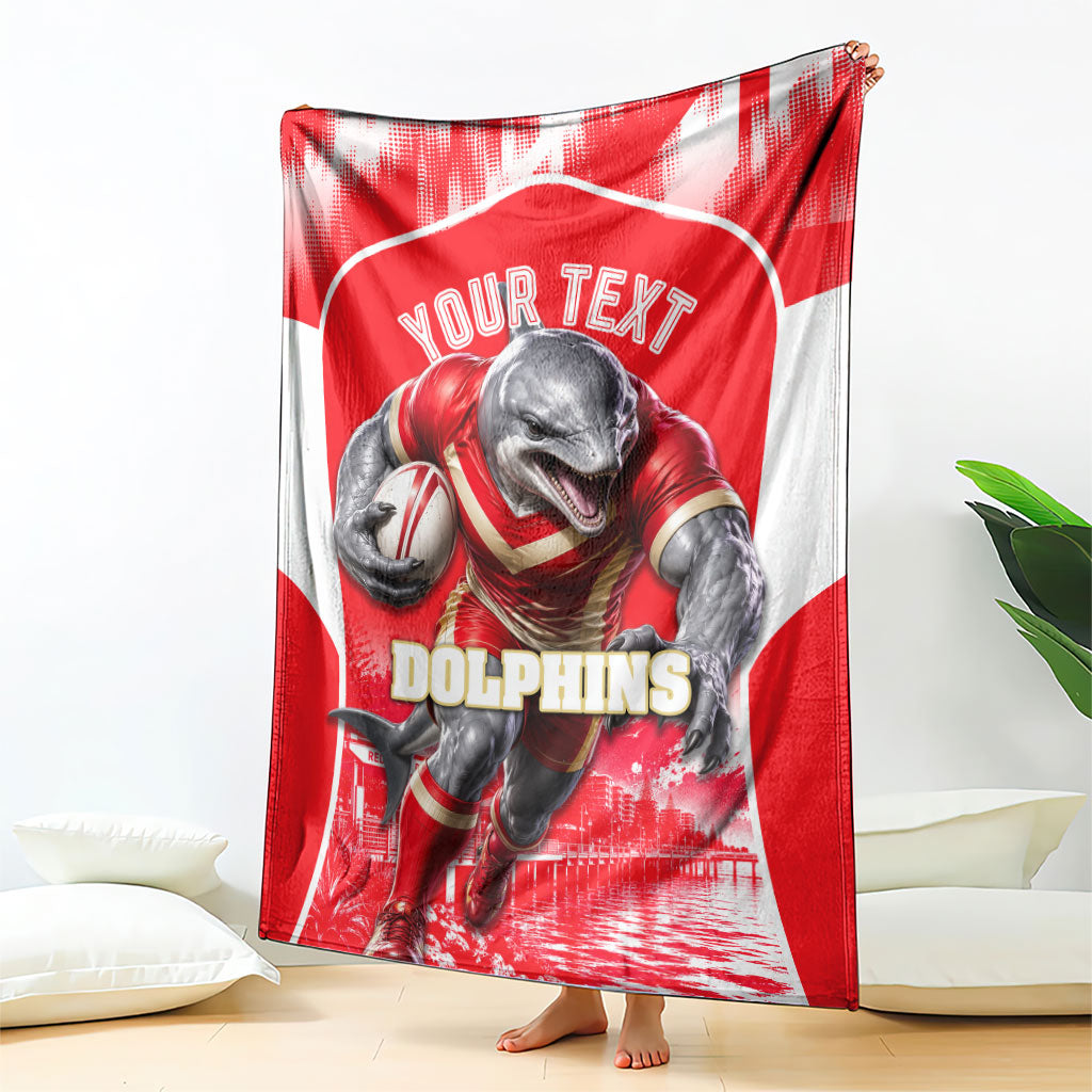 Personalised Dolphins Mascot Rugby Blanket Redcliffe Peninsula Athletic Graphic Print