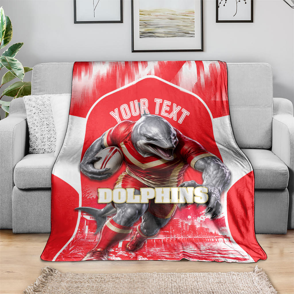Personalised Dolphins Mascot Rugby Blanket Redcliffe Peninsula Athletic Graphic Print