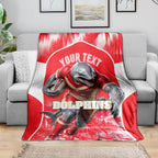 Personalised Dolphins Mascot Rugby Blanket Redcliffe Peninsula Athletic Graphic Print