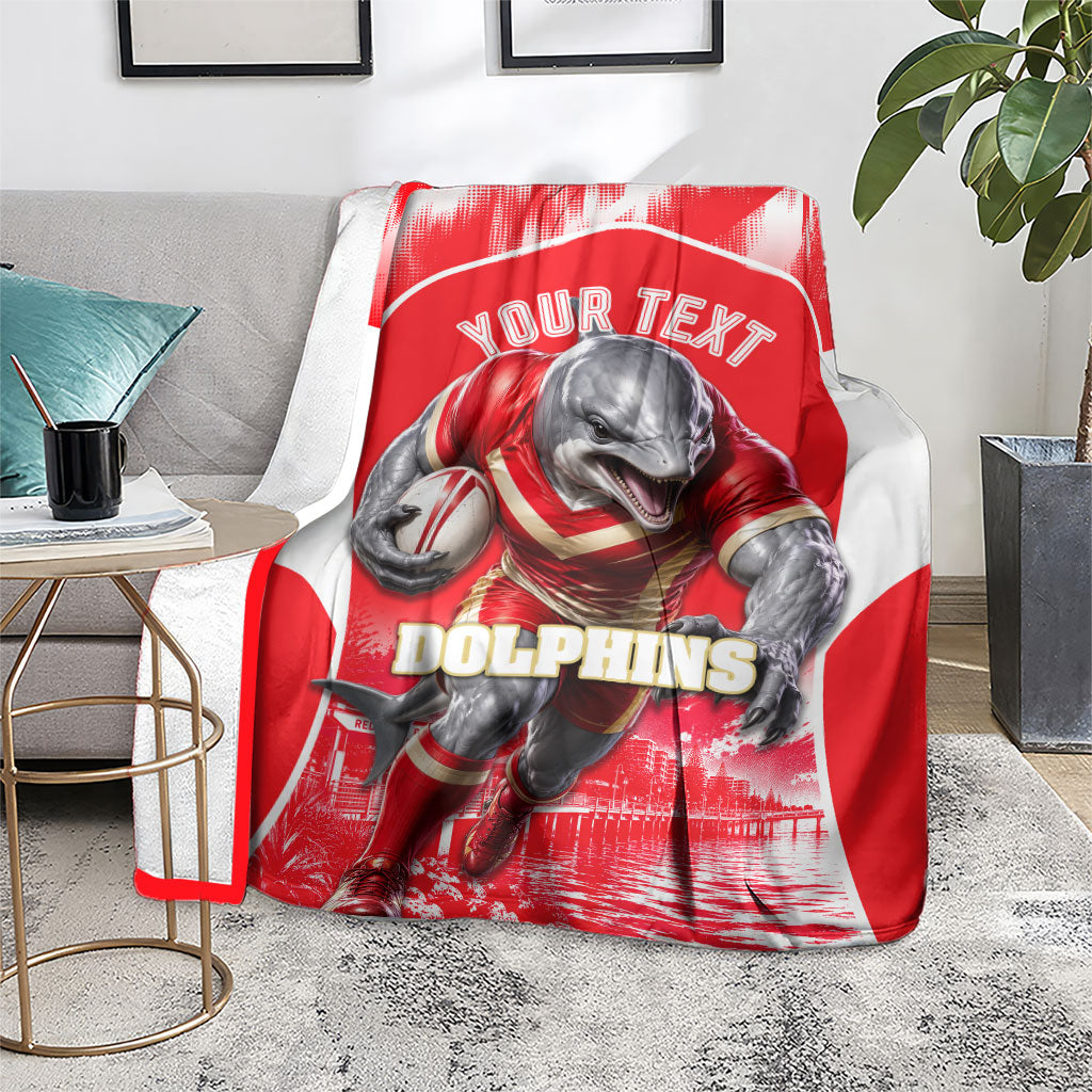 Personalised Dolphins Mascot Rugby Blanket Redcliffe Peninsula Athletic Graphic Print