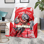 Personalised Dolphins Mascot Rugby Blanket Redcliffe Peninsula Athletic Graphic Print