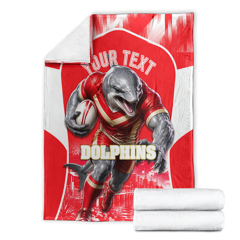 Personalised Dolphins Mascot Rugby Blanket Redcliffe Peninsula Athletic Graphic Print