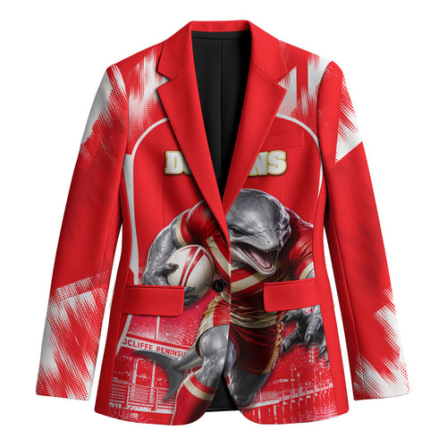 Personalised Dolphins Mascot Rugby Blazer Redcliffe Peninsula Athletic Graphic Print