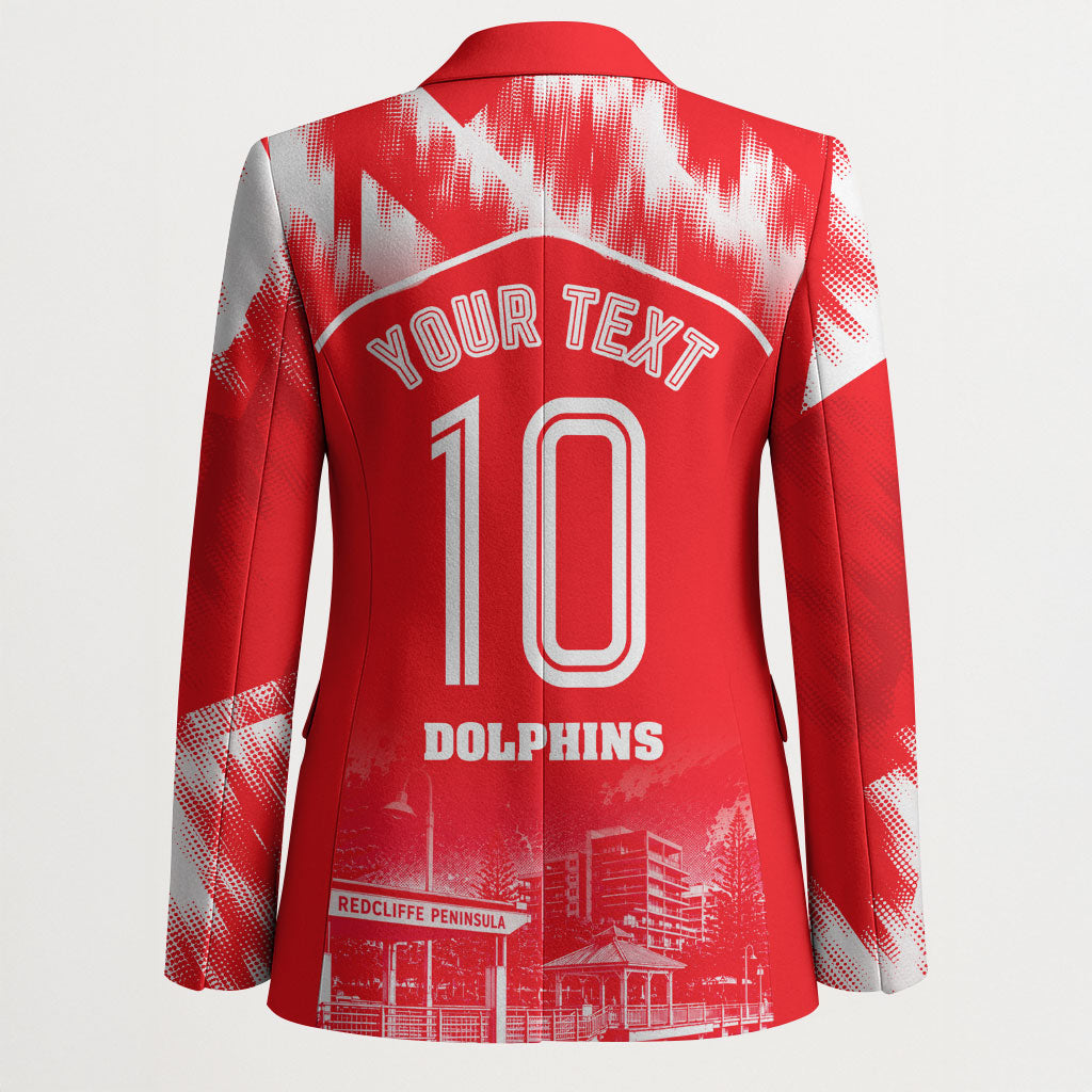 Personalised Dolphins Mascot Rugby Blazer Redcliffe Peninsula Athletic Graphic Print