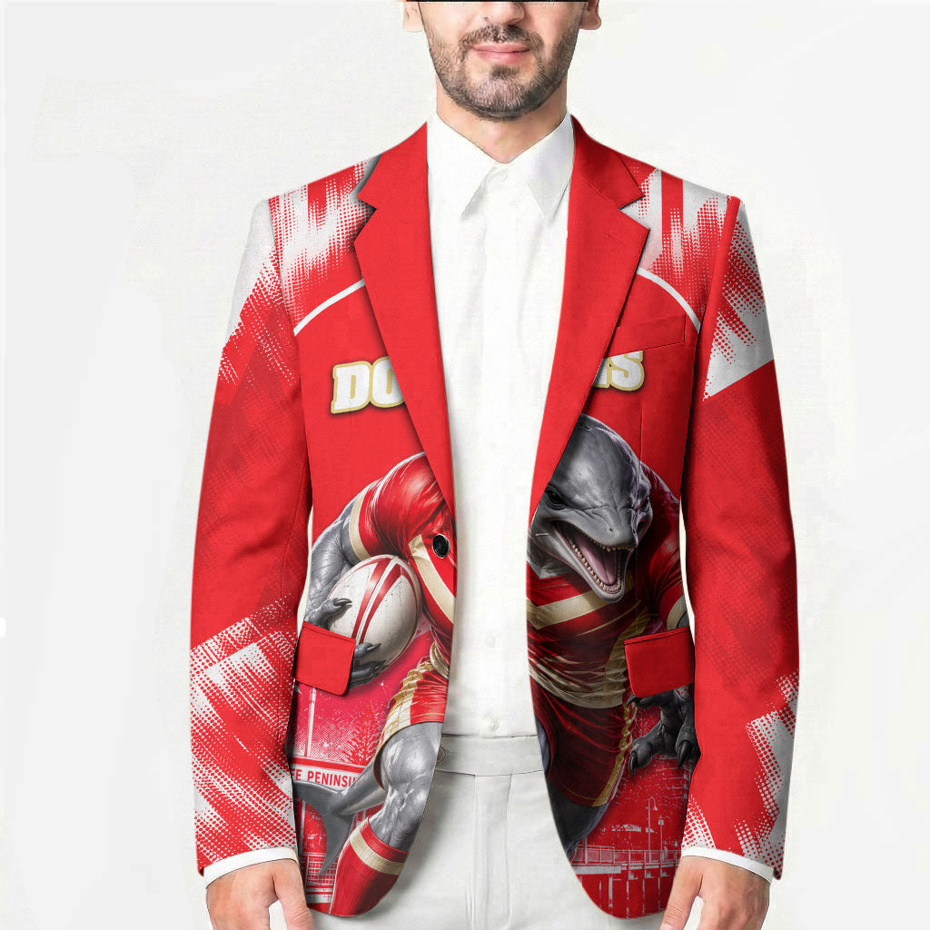 Personalised Dolphins Mascot Rugby Blazer Redcliffe Peninsula Athletic Graphic Print