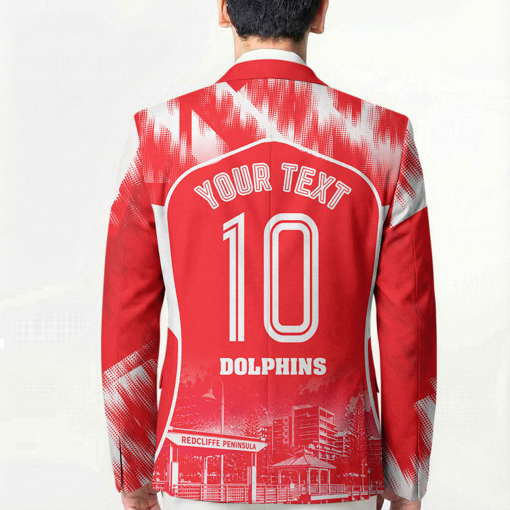 Personalised Dolphins Mascot Rugby Blazer Redcliffe Peninsula Athletic Graphic Print
