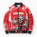 Personalised Dolphins Mascot Rugby Bomber Puffer Jacket Redcliffe Peninsula Athletic Graphic Print