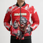Personalised Dolphins Mascot Rugby Bomber Puffer Jacket Redcliffe Peninsula Athletic Graphic Print