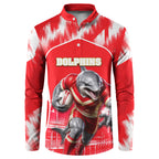 Personalised Dolphins Mascot Rugby Button Sweatshirt Redcliffe Peninsula Athletic Graphic Print
