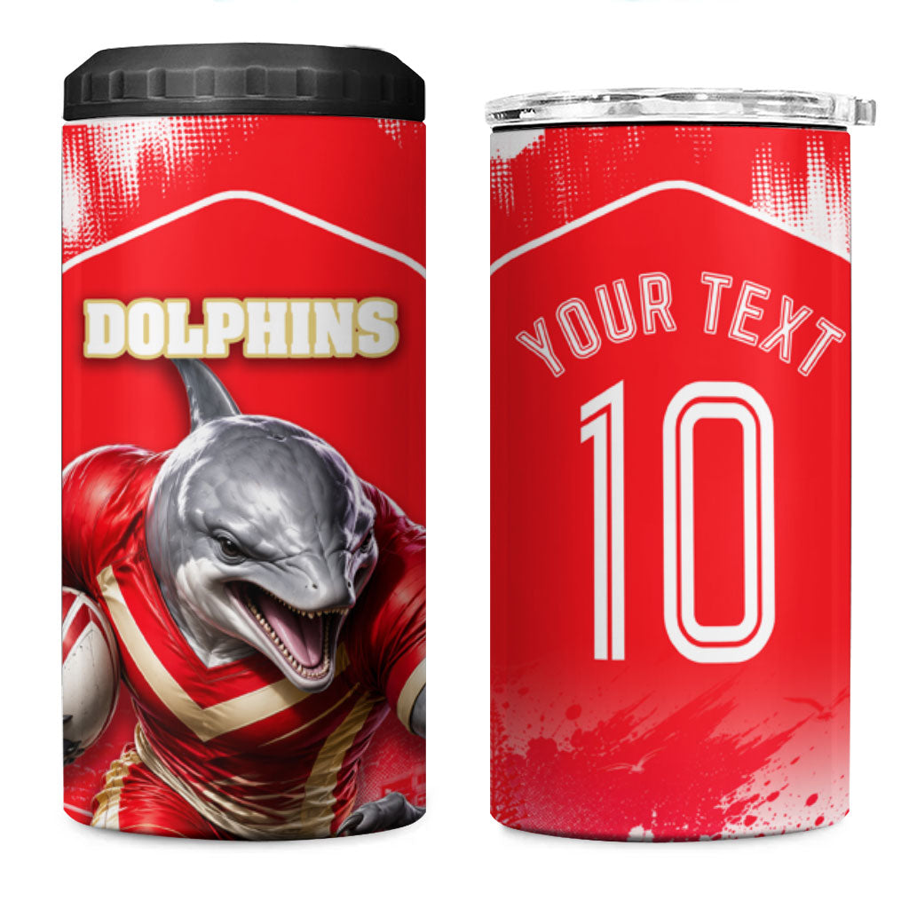 Personalised Dolphins Mascot Rugby 4 in 1 Can Cooler Tumbler Redcliffe Peninsula Athletic Graphic Print