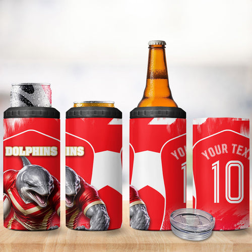 Personalised Dolphins Mascot Rugby 4 in 1 Can Cooler Tumbler Redcliffe Peninsula Athletic Graphic Print