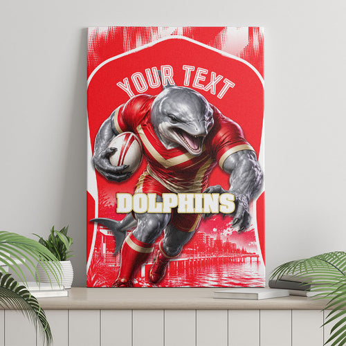 Personalised Dolphins Mascot Rugby Canvas Wall Art Redcliffe Peninsula Athletic Graphic Print