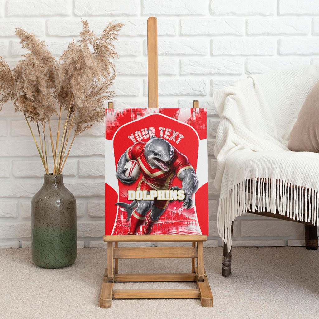 Personalised Dolphins Mascot Rugby Canvas Wall Art Redcliffe Peninsula Athletic Graphic Print