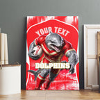 Personalised Dolphins Mascot Rugby Canvas Wall Art Redcliffe Peninsula Athletic Graphic Print