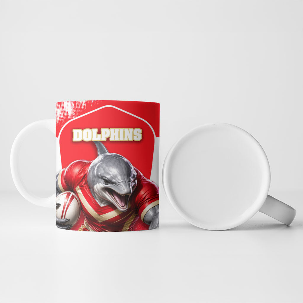 Personalised Dolphins Mascot Rugby Ceramic Mug Redcliffe Peninsula Athletic Graphic Print