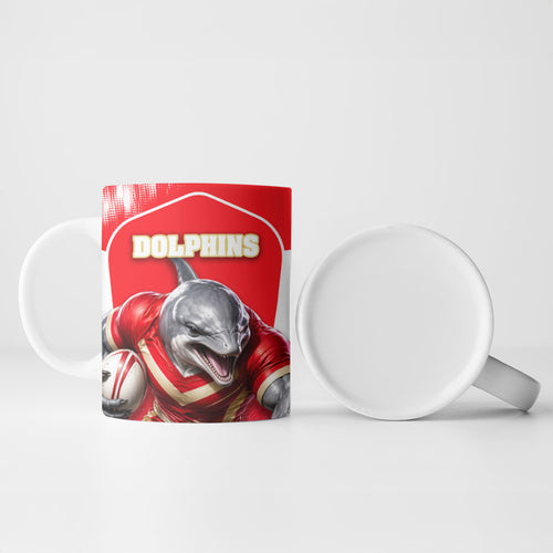 Personalised Dolphins Mascot Rugby Ceramic Mug Redcliffe Peninsula Athletic Graphic Print
