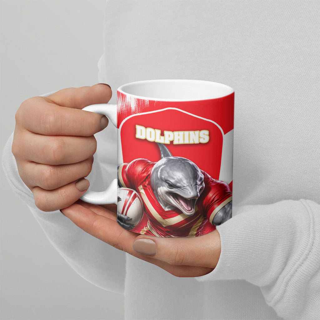 Personalised Dolphins Mascot Rugby Ceramic Mug Redcliffe Peninsula Athletic Graphic Print