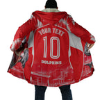 Personalised Dolphins Mascot Rugby Cloak Redcliffe Peninsula Athletic Graphic Print