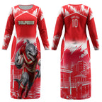 Personalised Dolphins Mascot Rugby Couples Matching Long Sleeve Bodycon Dress and Hawaiian Shirt Redcliffe Peninsula Athletic Graphic Print