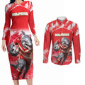 Personalised Dolphins Mascot Rugby Couples Matching Long Sleeve Bodycon Dress and Long Sleeve Button Shirt Redcliffe Peninsula Athletic Graphic Print