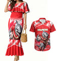 Personalised Dolphins Mascot Rugby Couples Matching Mermaid Dress and Hawaiian Shirt Redcliffe Peninsula Athletic Graphic Print