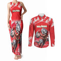 Personalised Dolphins Mascot Rugby Couples Matching Tank Maxi Dress and Long Sleeve Button Shirt Redcliffe Peninsula Athletic Graphic Print