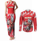 Personalised Dolphins Mascot Rugby Couples Matching Tank Maxi Dress and Long Sleeve Button Shirt Redcliffe Peninsula Athletic Graphic Print