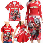 Personalised Dolphins Mascot Rugby Family Matching Long Sleeve Bodycon Dress and Hawaiian Shirt Redcliffe Peninsula Athletic Graphic Print