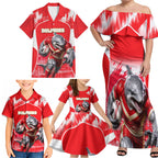 Personalised Dolphins Mascot Rugby Family Matching Off Shoulder Maxi Dress and Hawaiian Shirt Redcliffe Peninsula Athletic Graphic Print