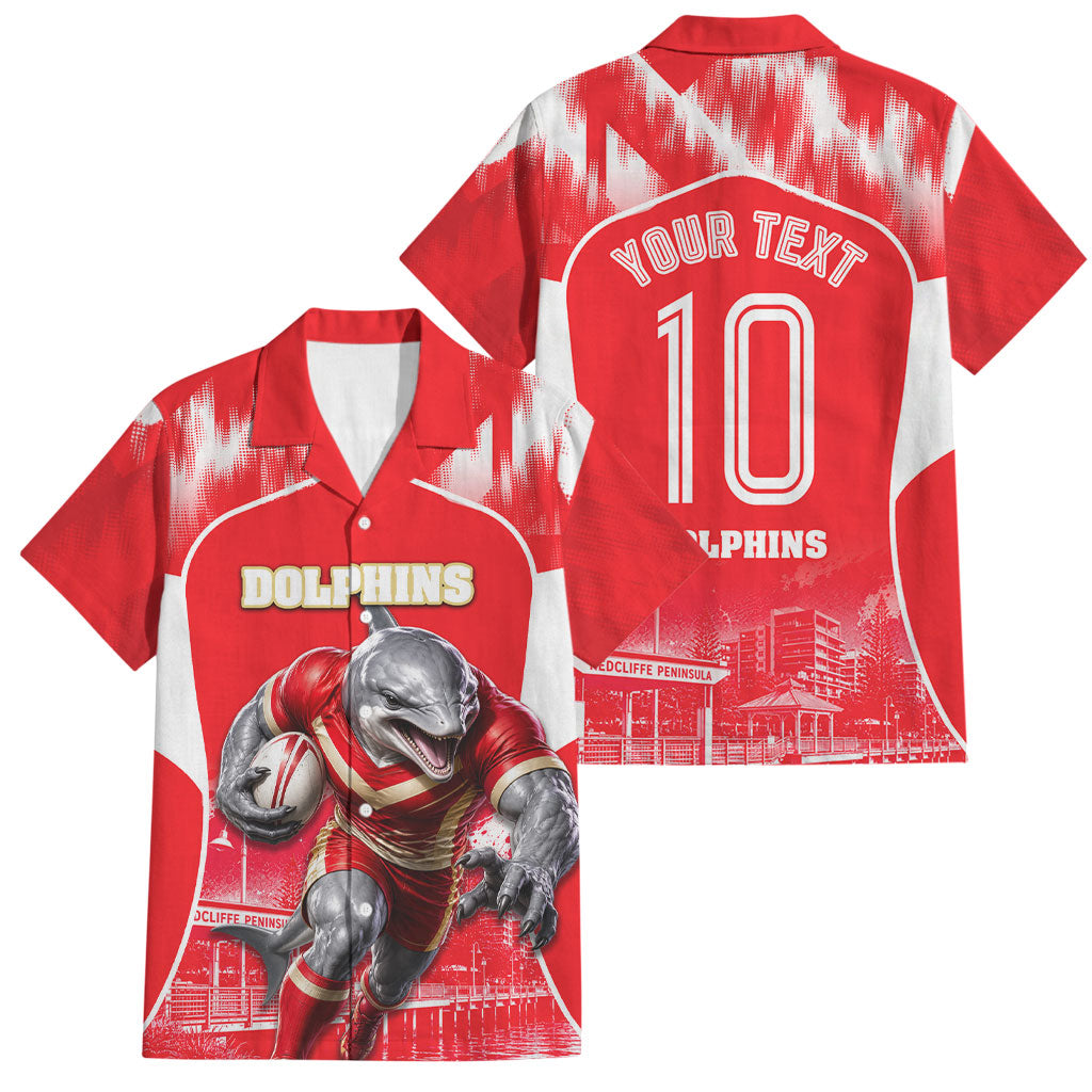 Personalised Dolphins Mascot Rugby Family Matching Summer Maxi Dress and Hawaiian Shirt Redcliffe Peninsula Athletic Graphic Print