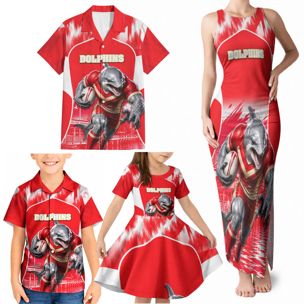 Personalised Dolphins Mascot Rugby Family Matching Tank Maxi Dress and Hawaiian Shirt Redcliffe Peninsula Athletic Graphic Print
