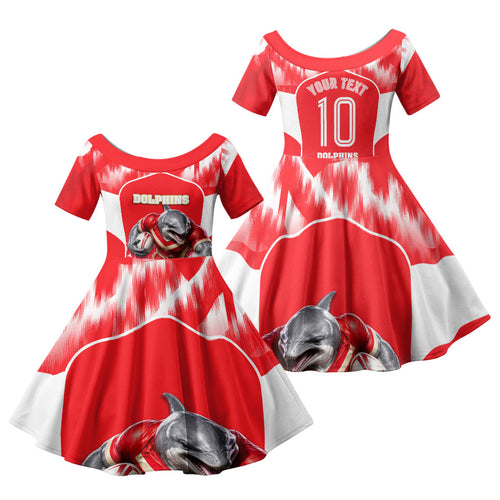 Personalised Dolphins Mascot Rugby Family Matching Tank Maxi Dress and Hawaiian Shirt Redcliffe Peninsula Athletic Graphic Print