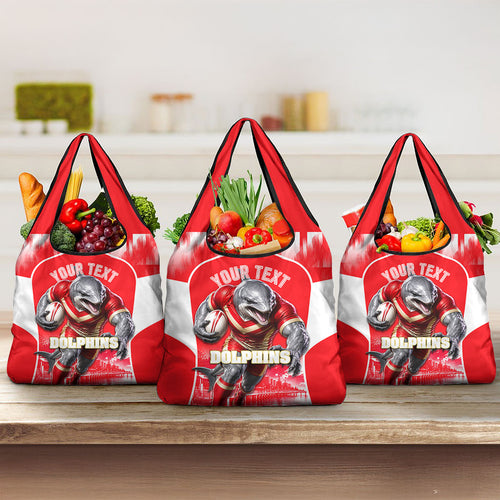Personalised Dolphins Mascot Rugby Grocery Bag Redcliffe Peninsula Athletic Graphic Print