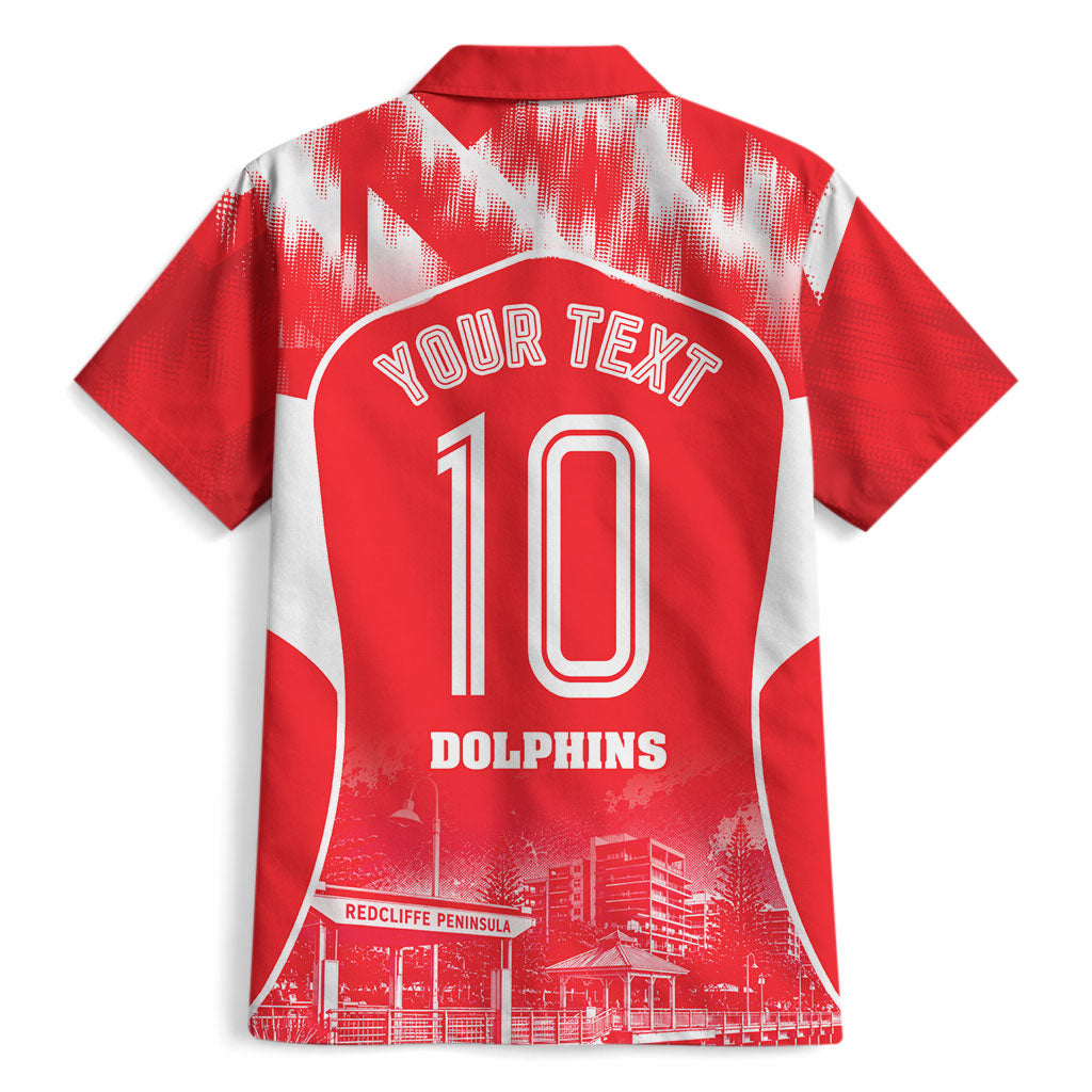 Personalised Dolphins Mascot Rugby Hawaiian Shirt Redcliffe Peninsula Athletic Graphic Print