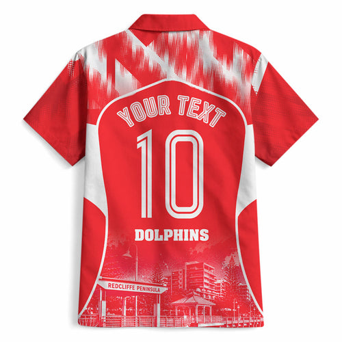 Personalised Dolphins Mascot Rugby Hawaiian Shirt Redcliffe Peninsula Athletic Graphic Print
